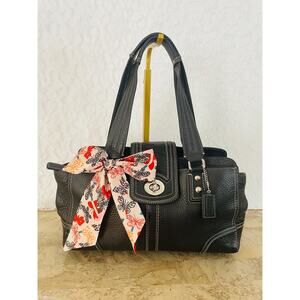 Vintage Coach Hamilton black leather shoulder bag tote Serial F13961